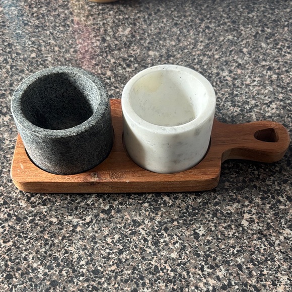 Hearth & Hand Other - Hearth & Hand Stone and Marble Cellar Set with Wooden Base